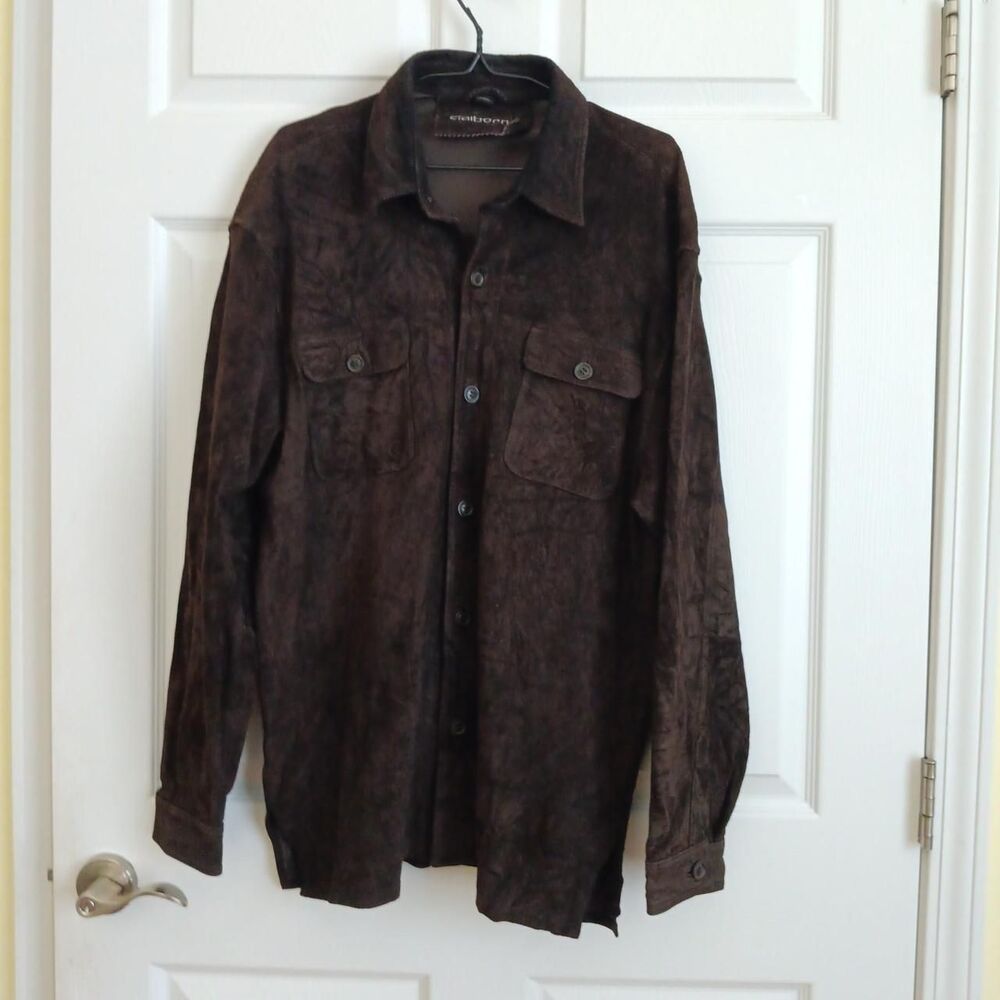 Vintage Claiborne genuine suede leather button-down shirt jacket -Medium
